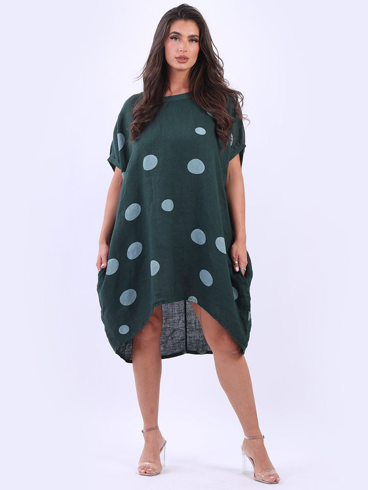 italian polka dot lagenlook linen top