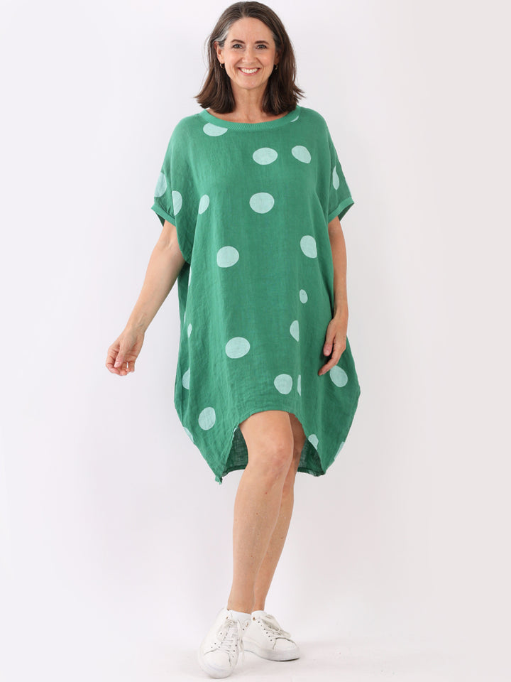 italian polka dot lagenlook linen top
