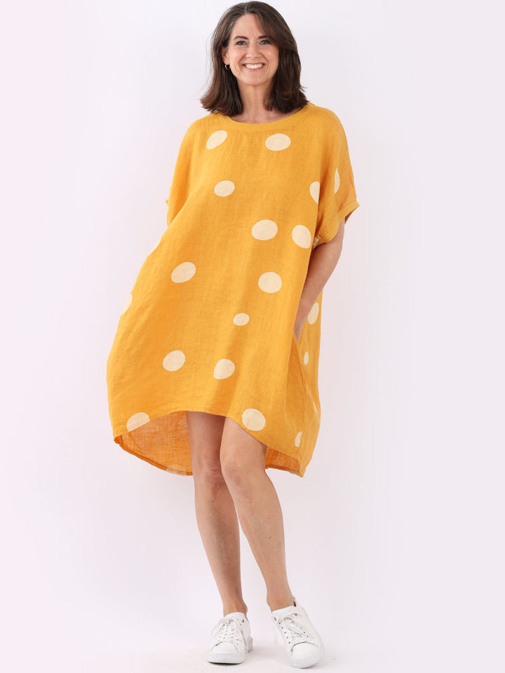 italian polka dot lagenlook linen top