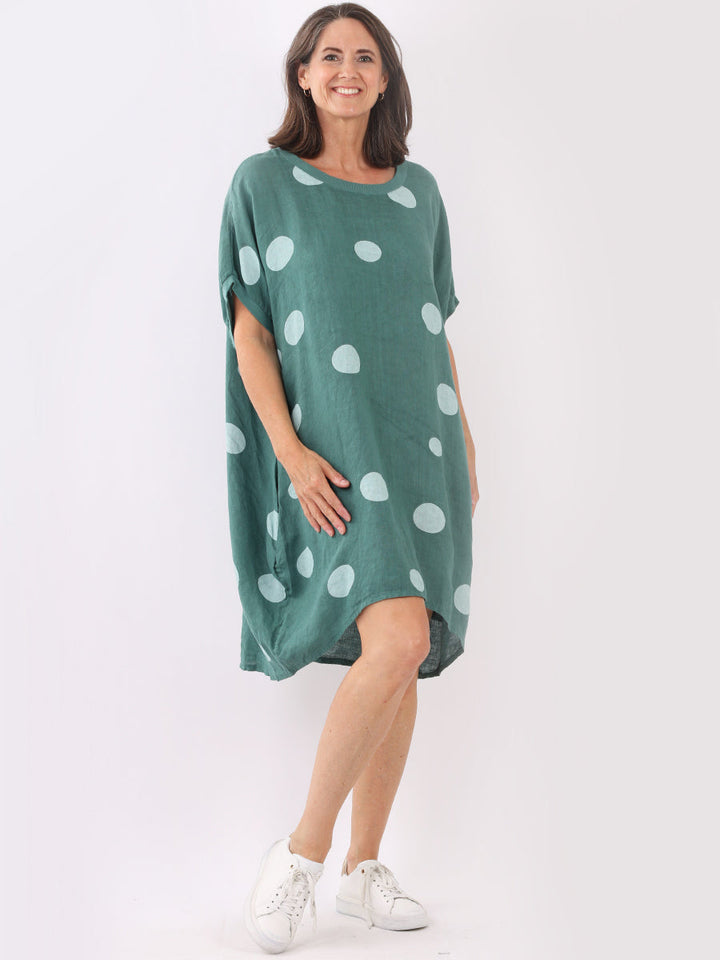 italian polka dot lagenlook linen top