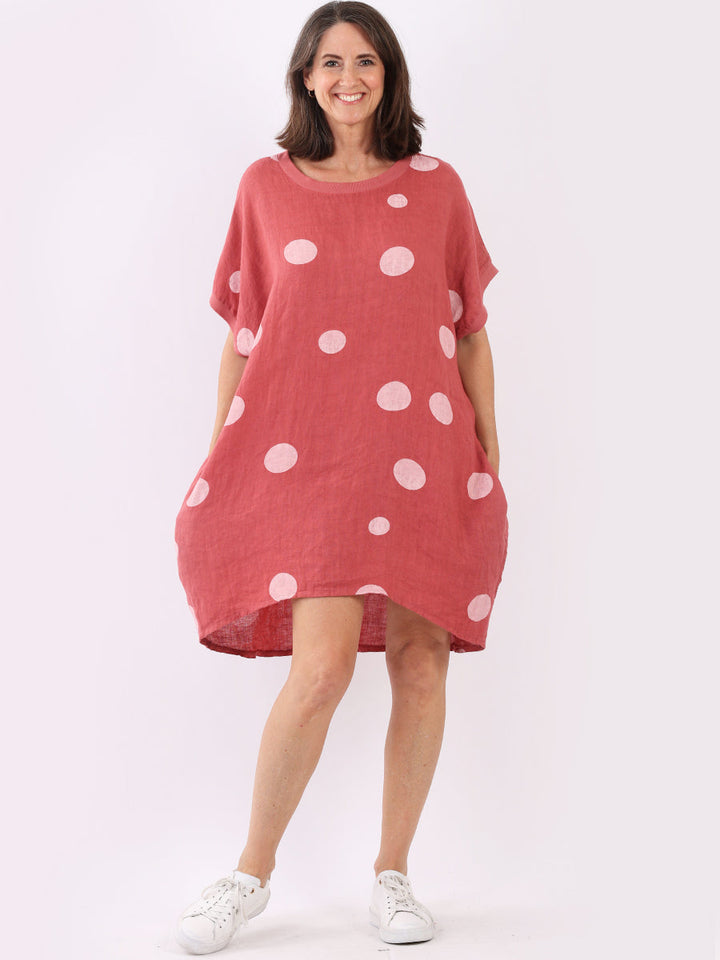 italian polka dot lagenlook linen top