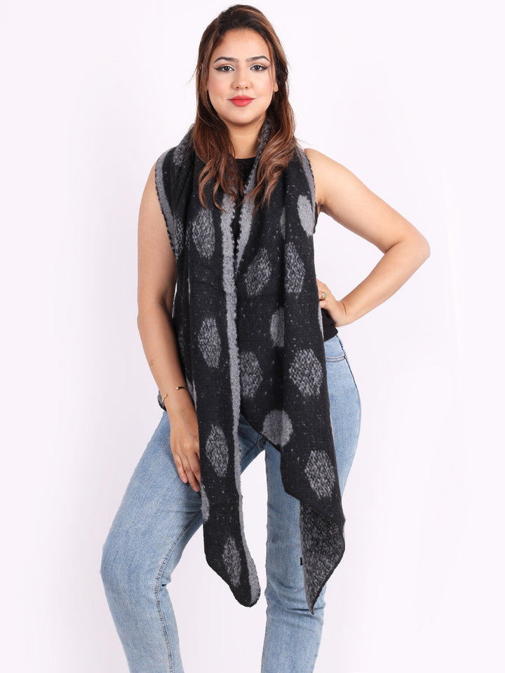 Polka Dot Wooly Scarf Black