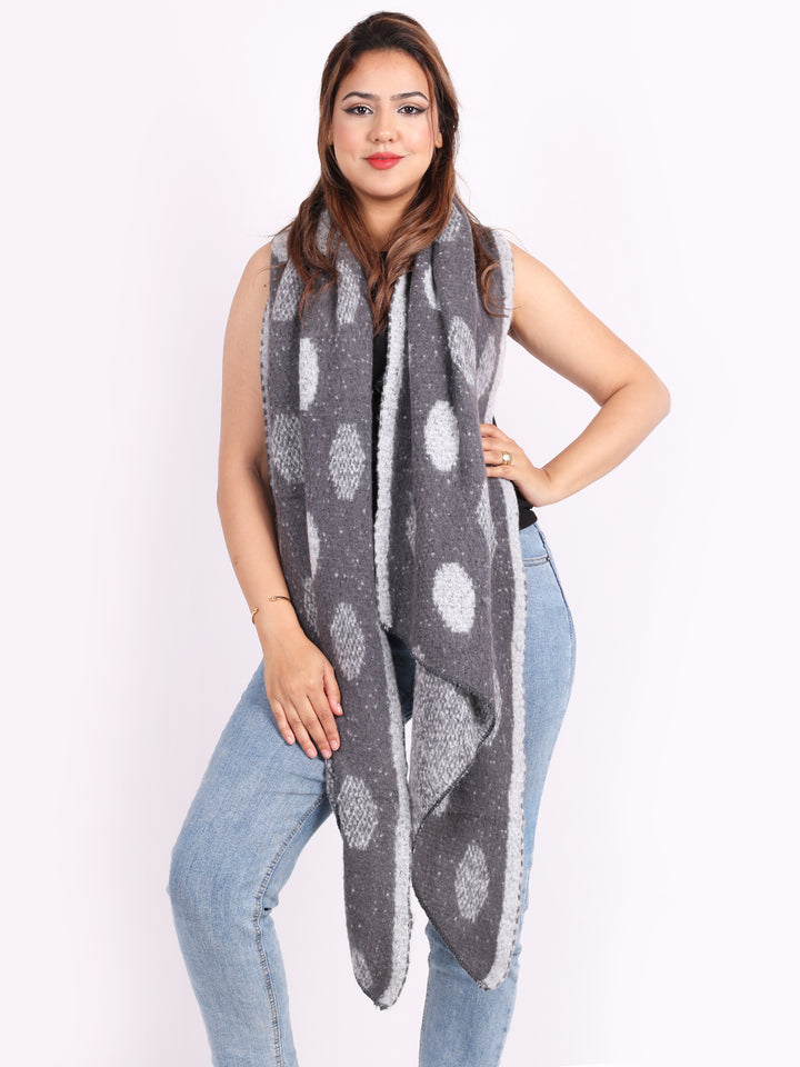 Polka Dot Wooly Scarf Charcoal