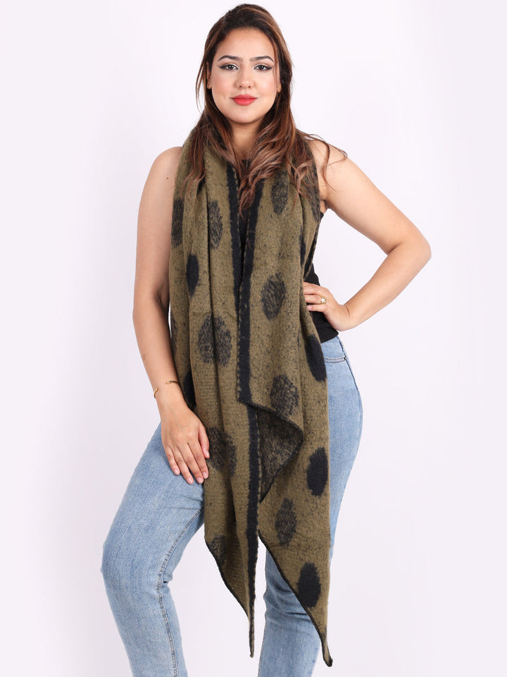 Polka Dot Wooly Scarf Khaki