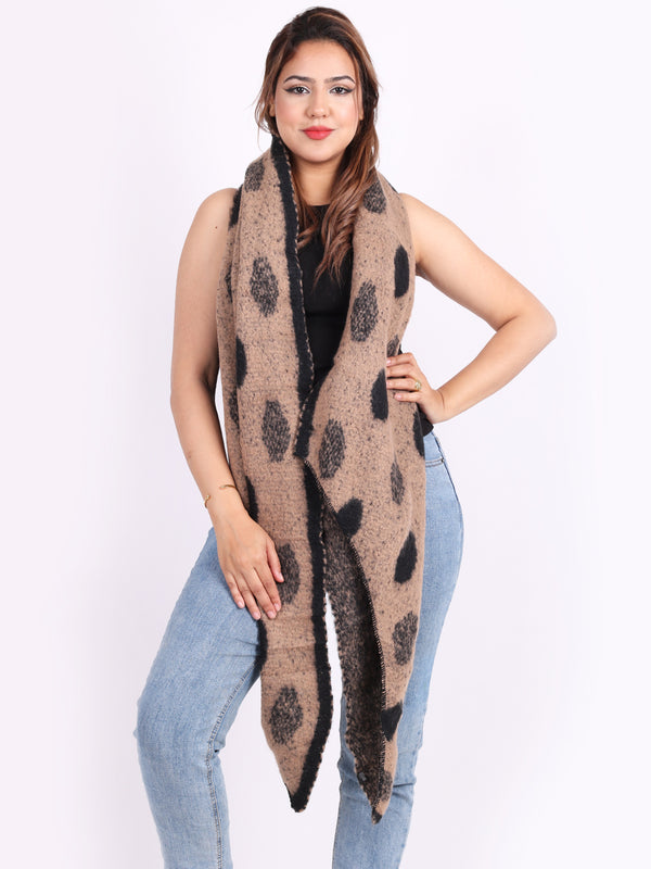 Polka Dot Wooly Scarf Mocha