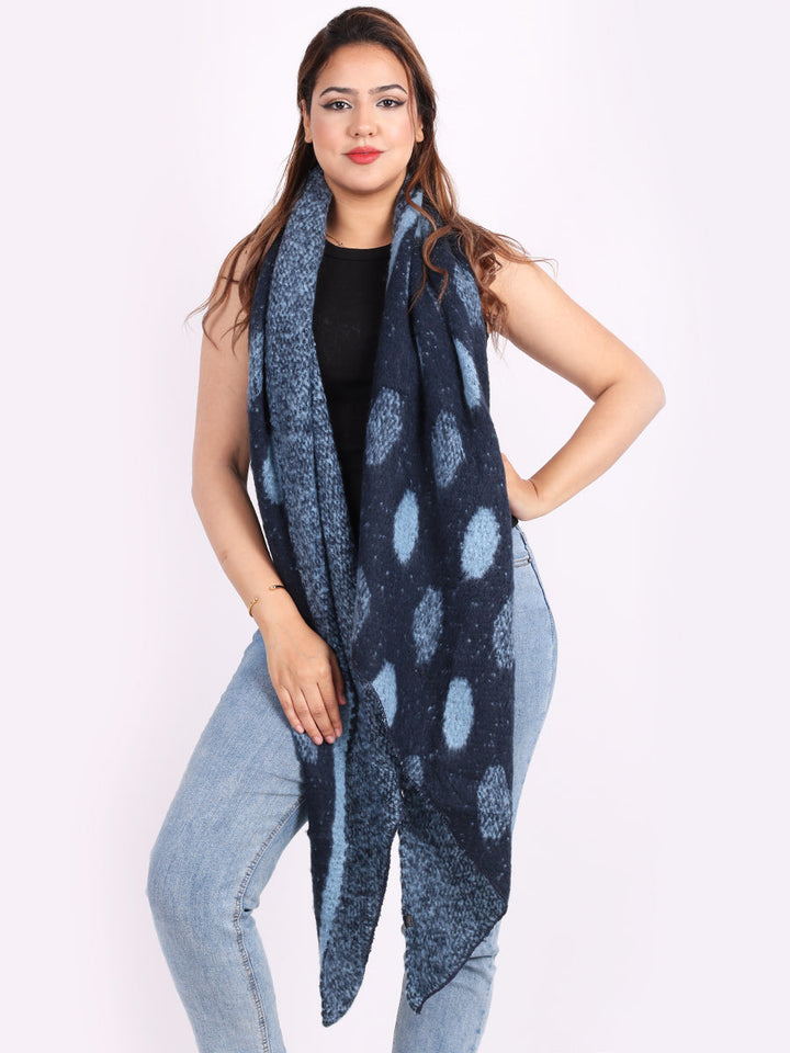 Polka Dot Wooly Scarf Navy