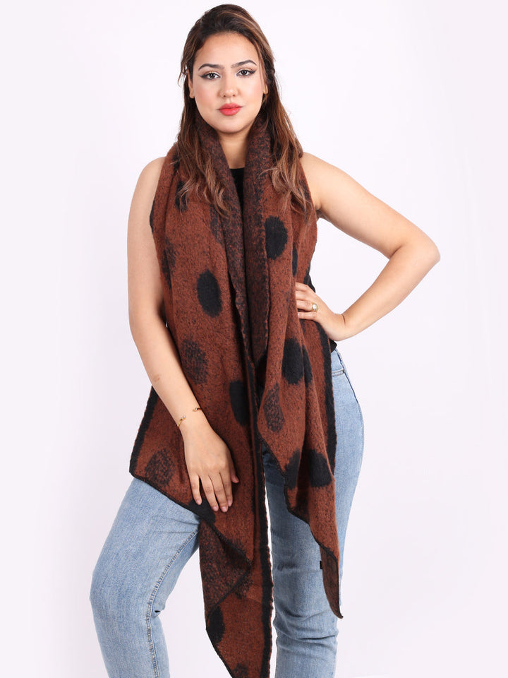 Polka Dot Wooly Scarf Rust