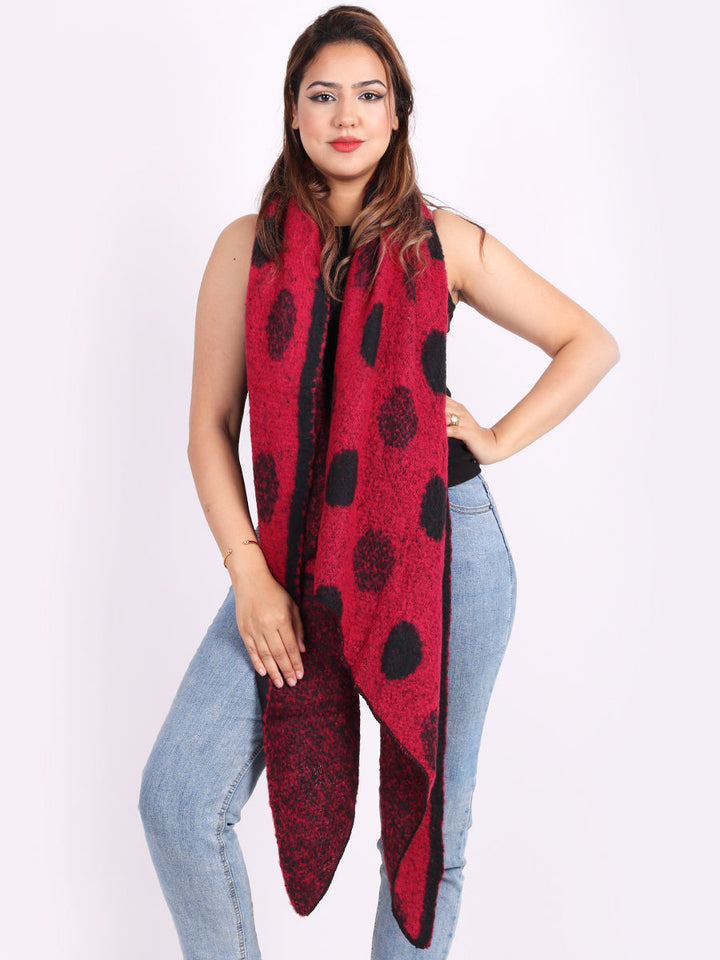 Polka Dot Wooly Scarf Wine