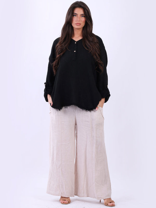 Oversized Linen Shirt Black