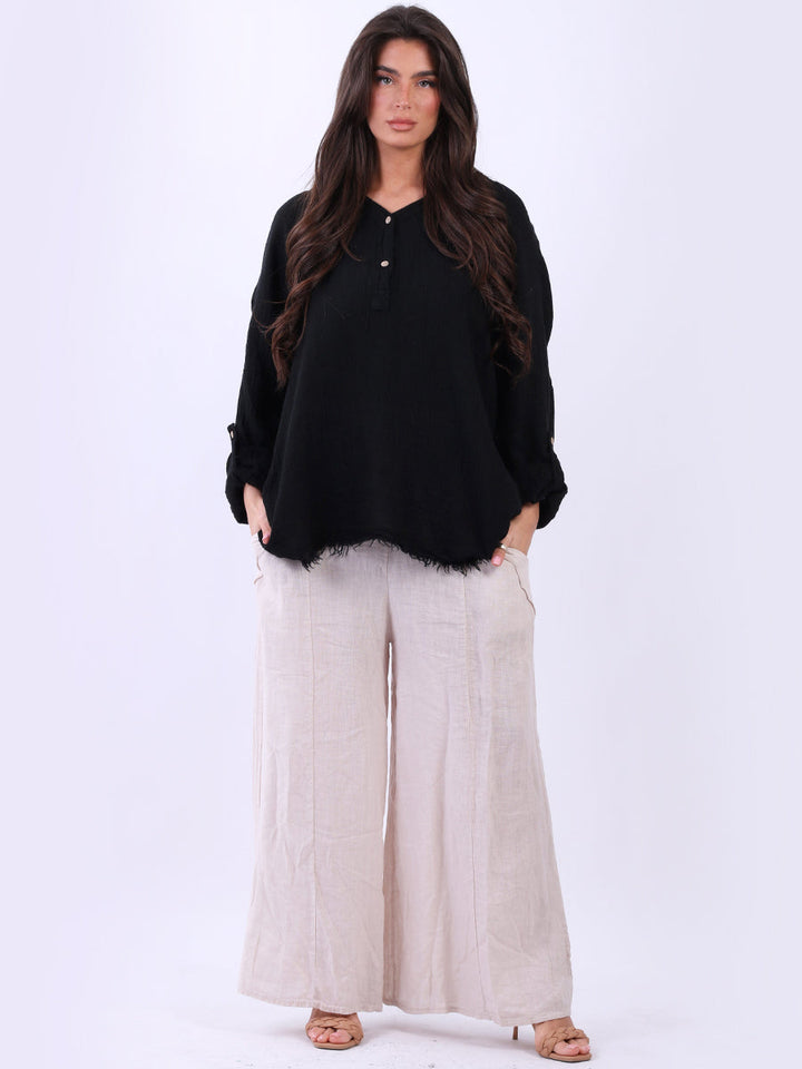 Oversized Linen Shirt Black