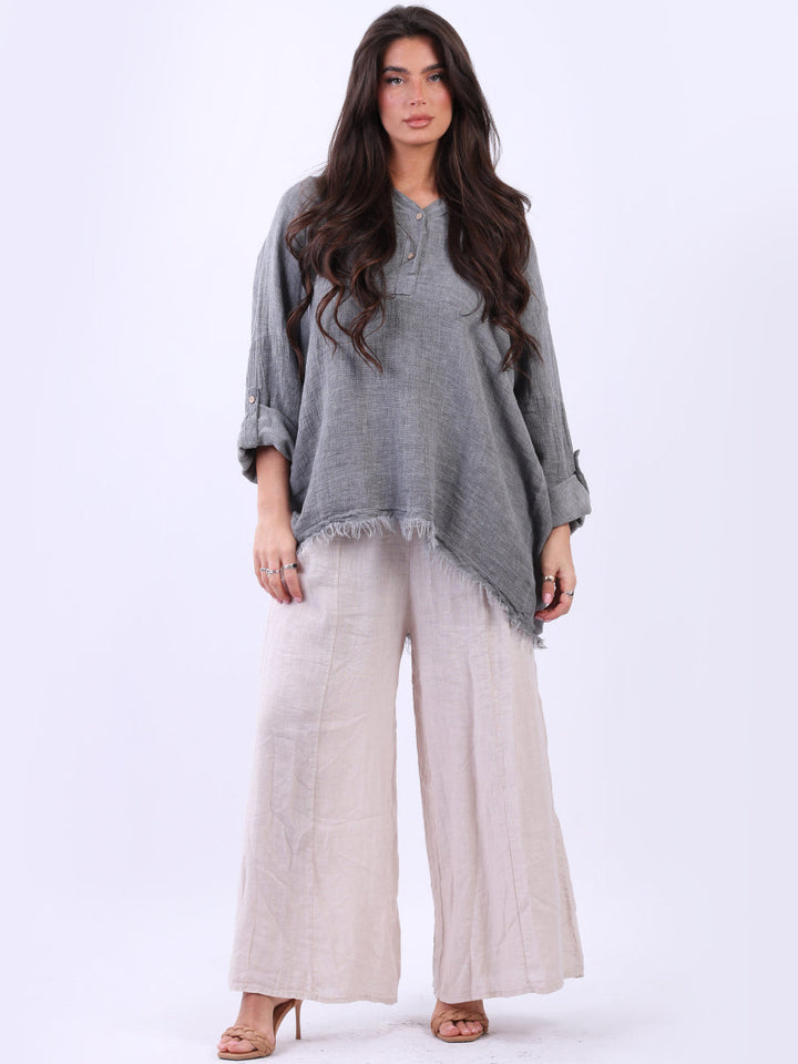 Oversized Linen Shirt Charcoal
