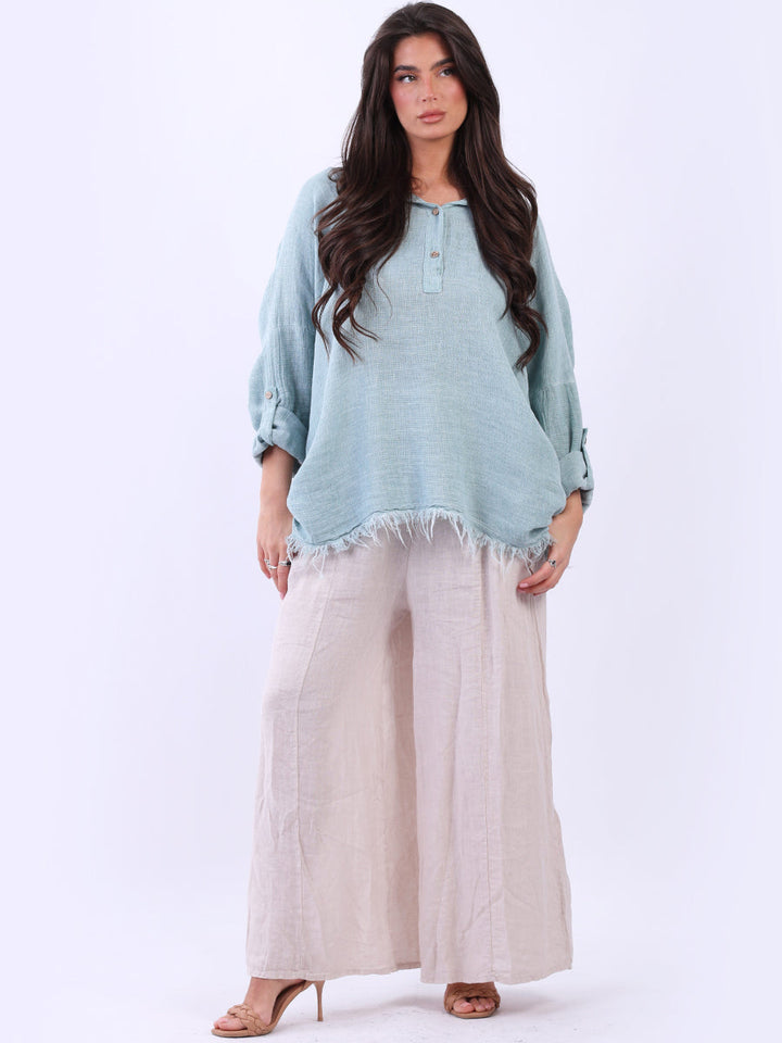 Oversized Linen Shirt Ocean Blue