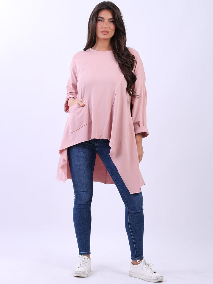 Plus Size Cotton Tunic Top Pink