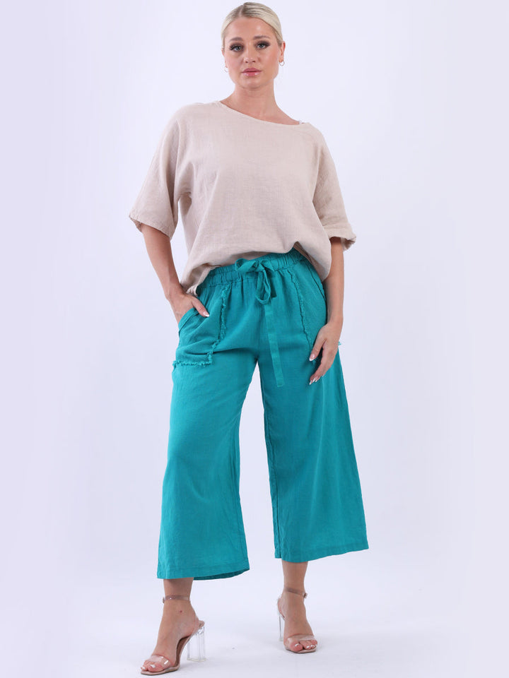 Linen Wide Leg Trouser Aqua