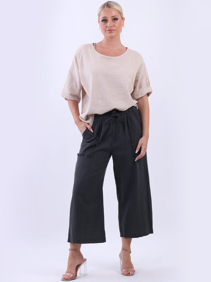 Linen Wide Leg Trouser Charcoal