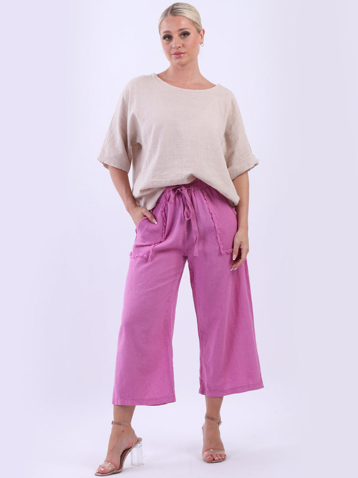 Linen Wide Leg Trouser Raspberry