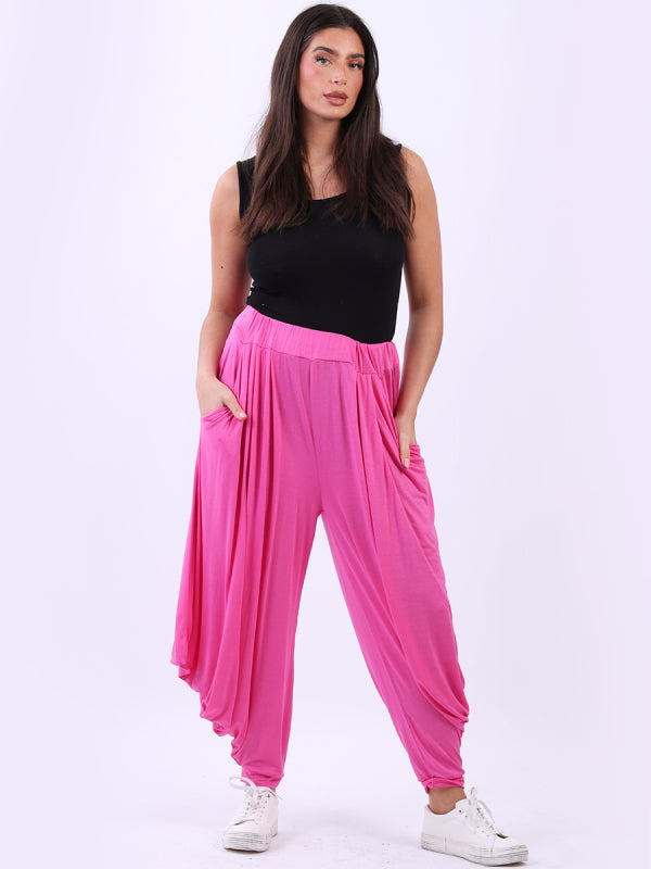 plus size side pockets jersey harem trousers