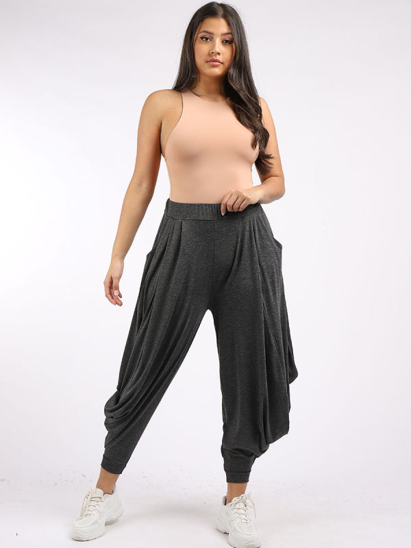 plus size side pockets jersey harem trousers
