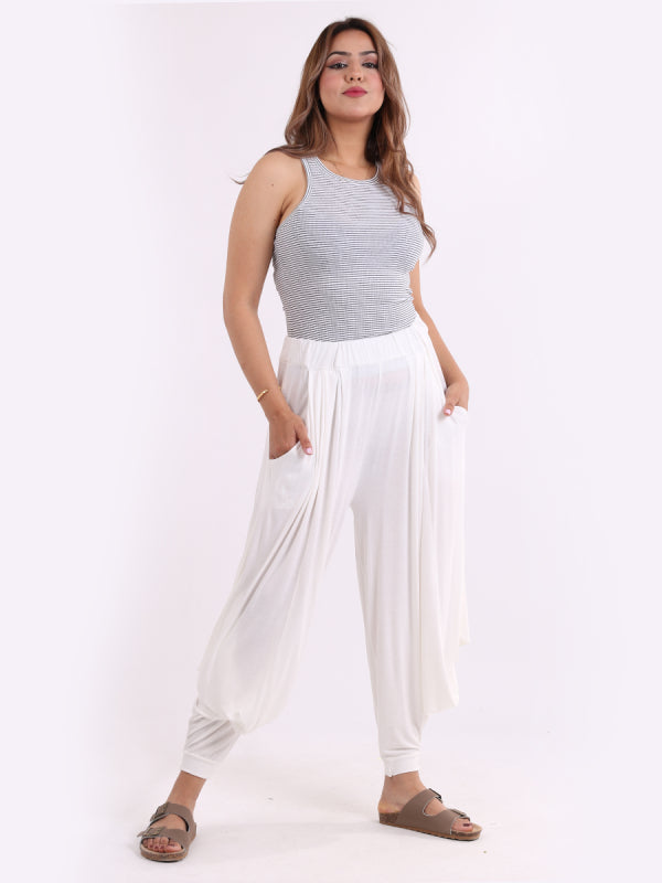 plus size side pockets jersey harem trousers