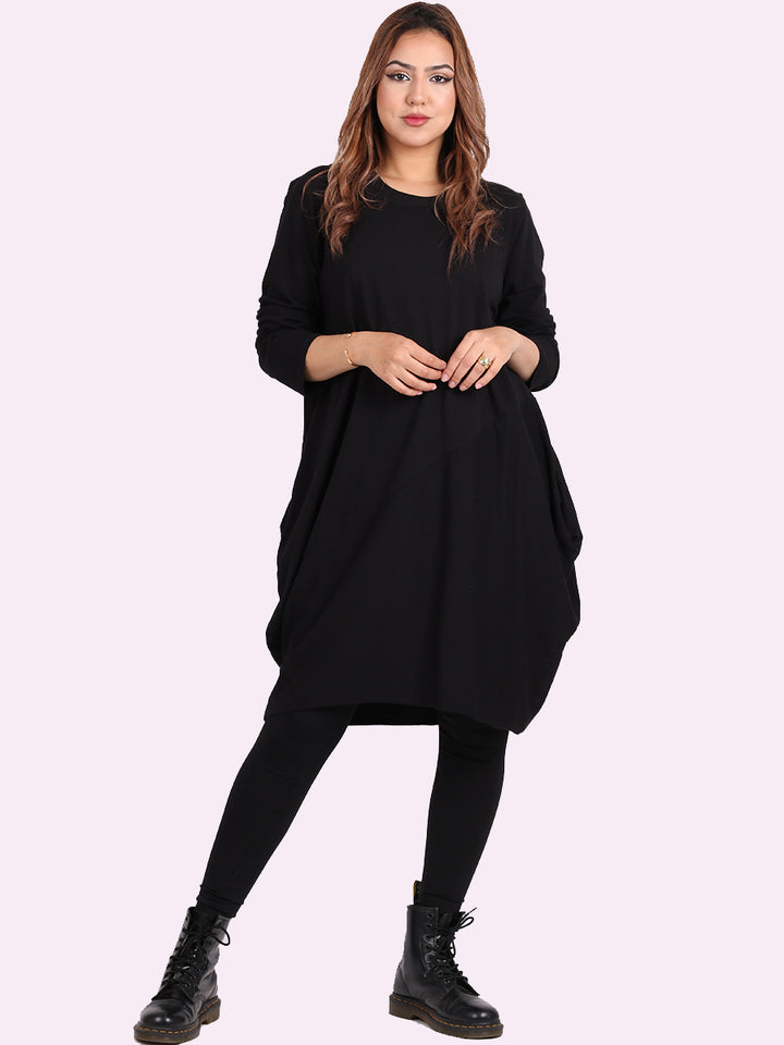 italian side pockets plain cotton lagenlook dress