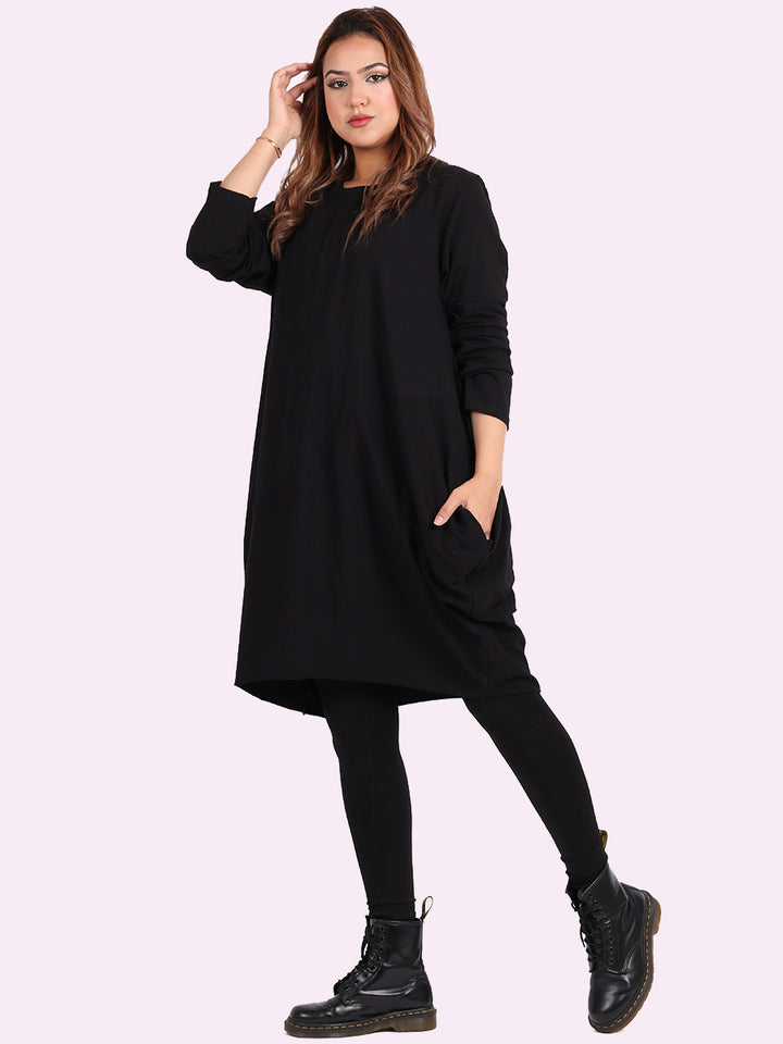 italian side pockets plain cotton lagenlook dress