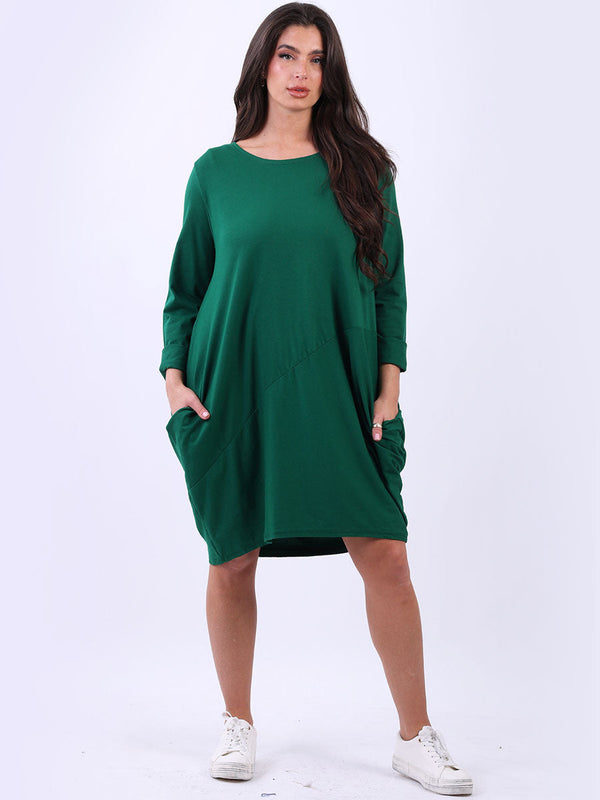 italian side pockets plain cotton lagenlook dress