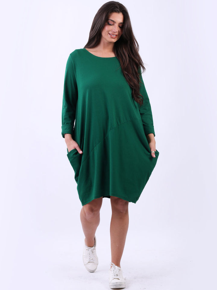 italian side pockets plain cotton lagenlook dress