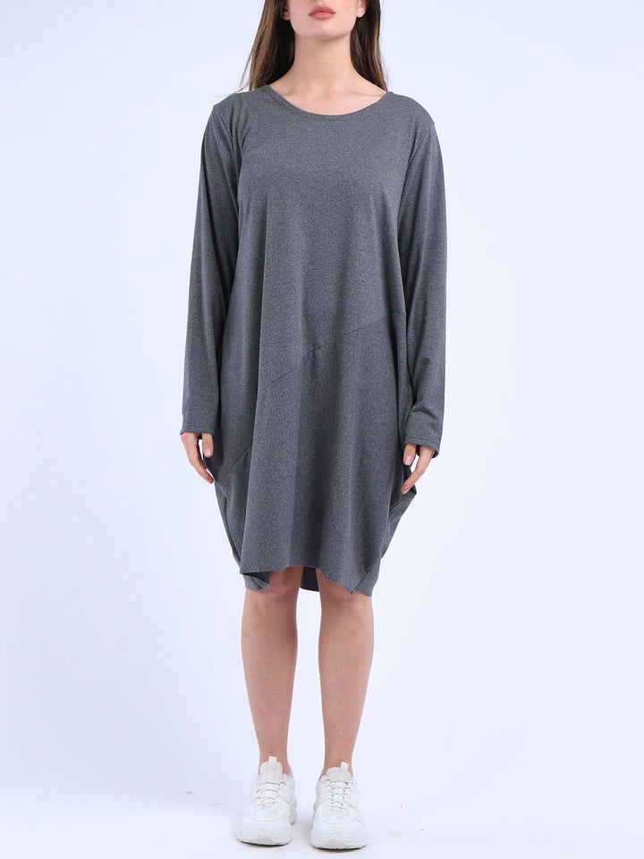 italian side pockets plain cotton lagenlook dress