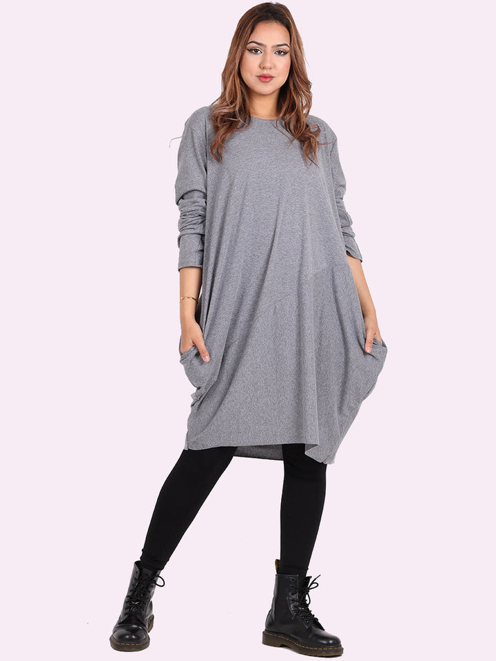 italian side pockets plain cotton lagenlook dress