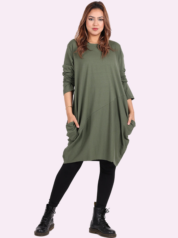 italian side pockets plain cotton lagenlook dress