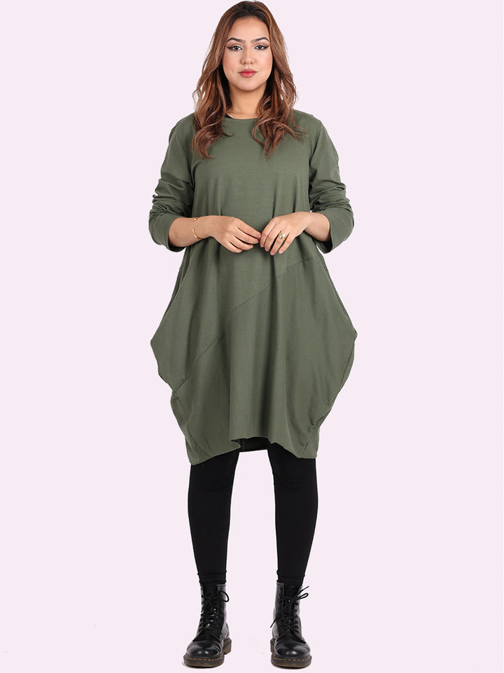 italian side pockets plain cotton lagenlook dress