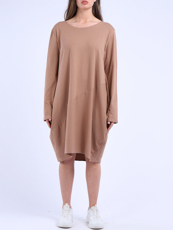 italian side pockets plain cotton lagenlook dress