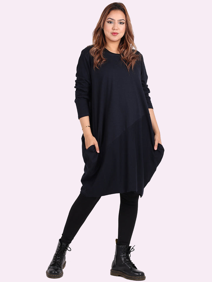 italian side pockets plain cotton lagenlook dress