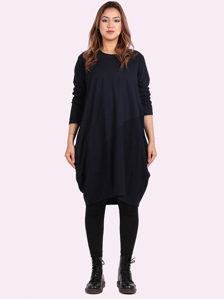 italian side pockets plain cotton lagenlook dress