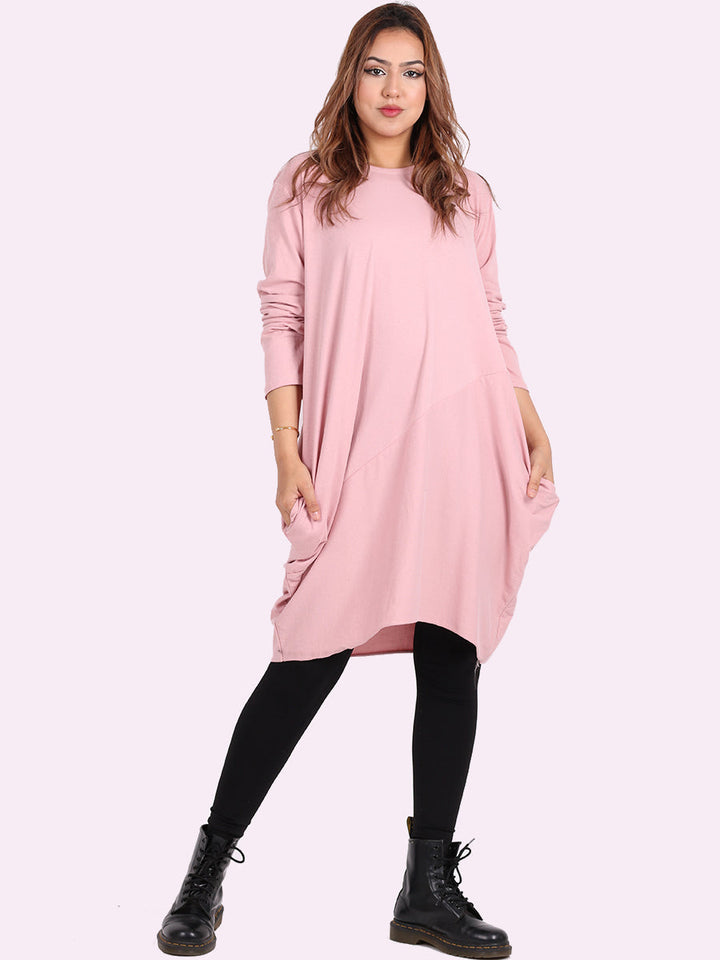italian side pockets plain cotton lagenlook dress