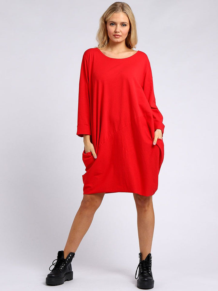 italian side pockets plain cotton lagenlook dress