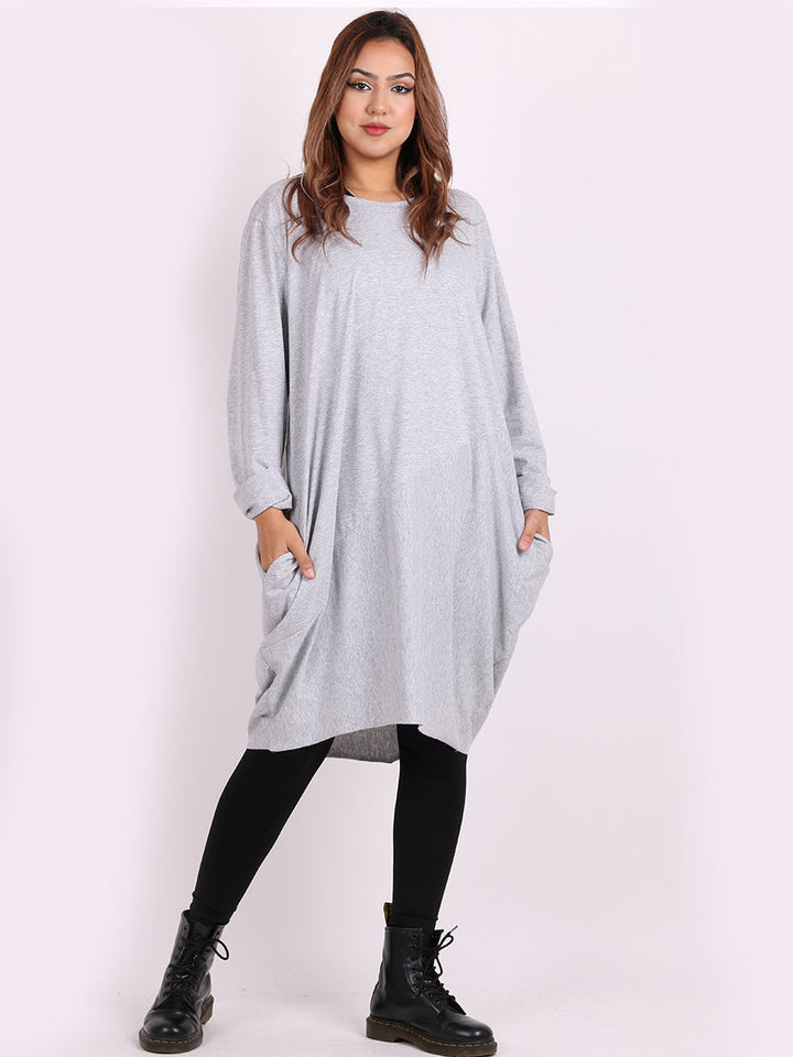 italian side pockets plain cotton lagenlook dress