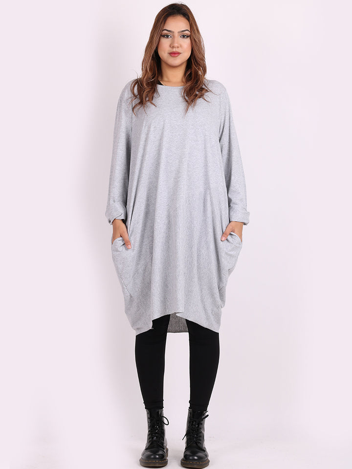italian side pockets plain cotton lagenlook dress
