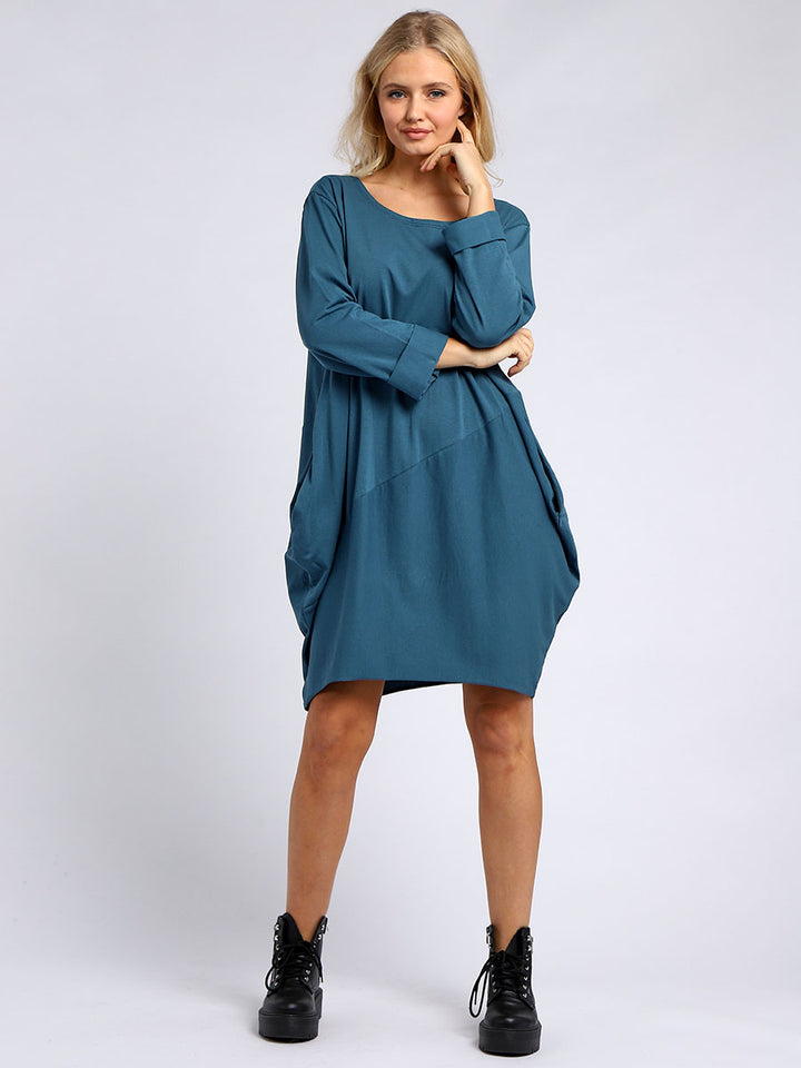 italian side pockets plain cotton lagenlook dress