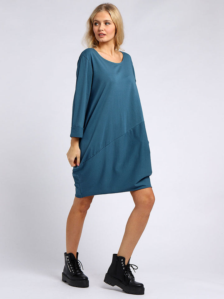 italian side pockets plain cotton lagenlook dress