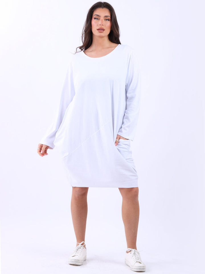 italian side pockets plain cotton lagenlook dress