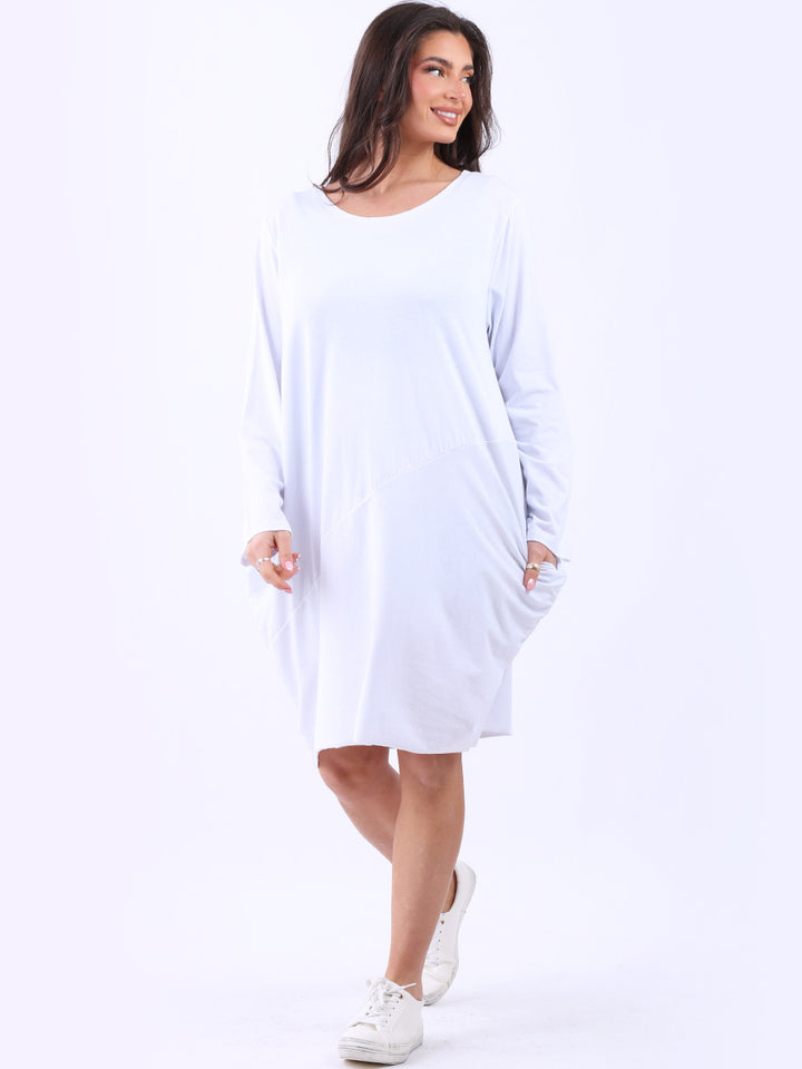 italian side pockets plain cotton lagenlook dress