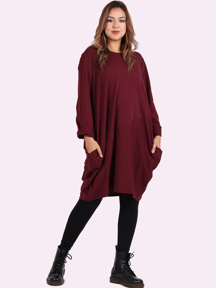italian side pockets plain cotton lagenlook dress