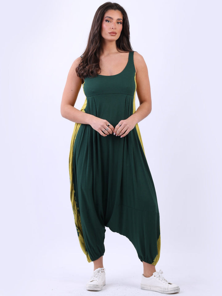 Tie Dyed Harem Jumpsuit Bottle Green