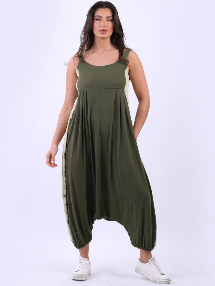 Tie Dyed Harem Jumpsuit Khaki