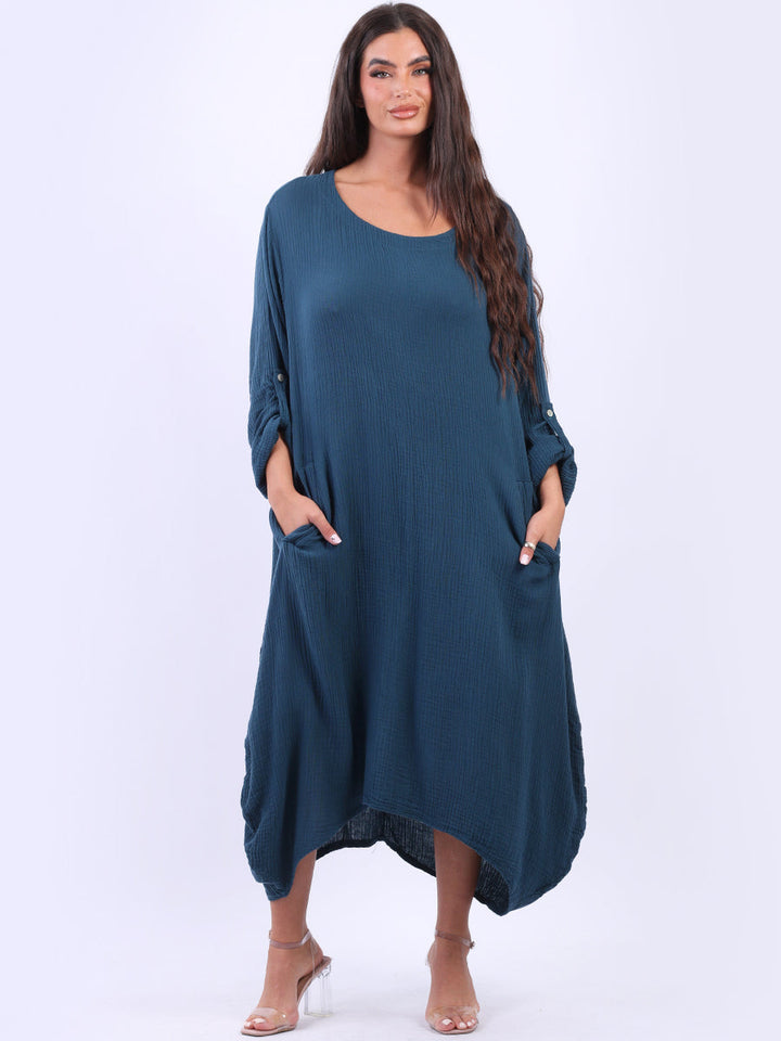 Solid Cotton Oversized Dress Teal