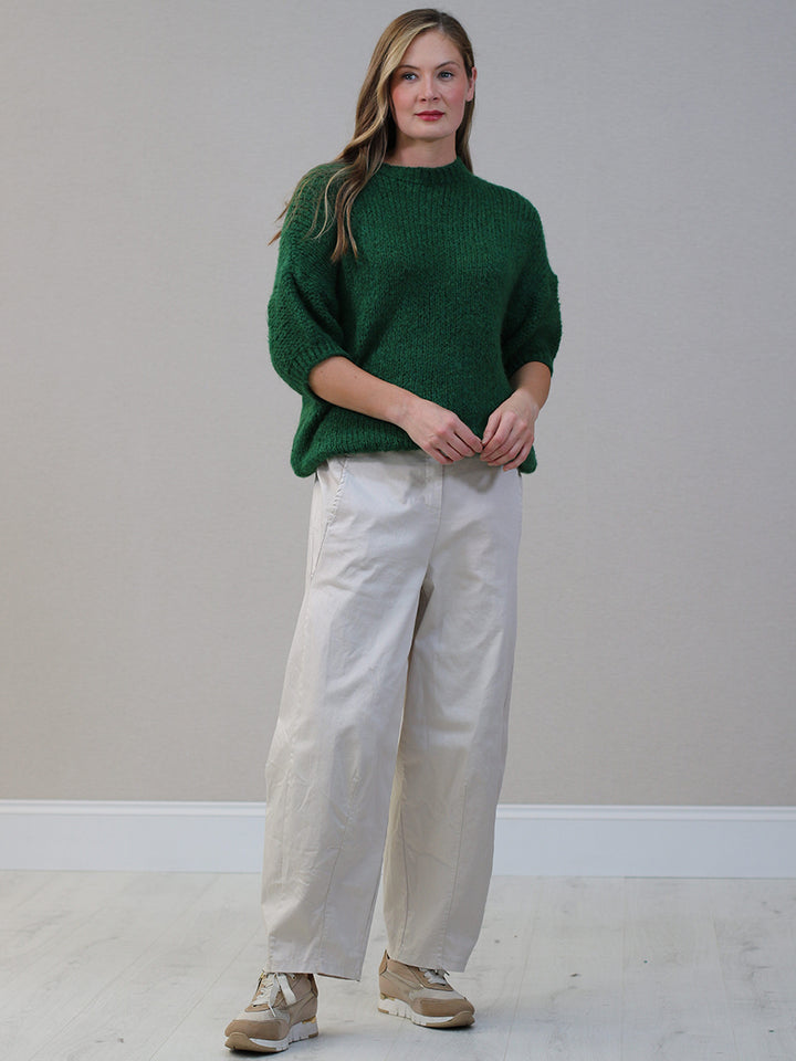 Knit Woolen Crop Jumper Bottle green