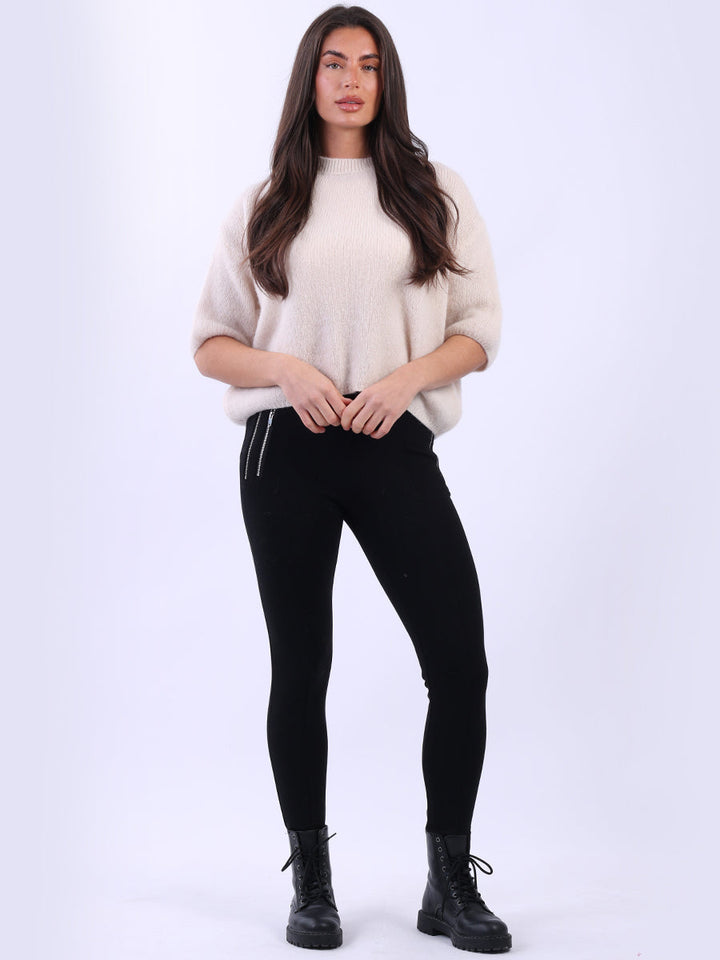 Knit Woolen Crop Jumper Beige