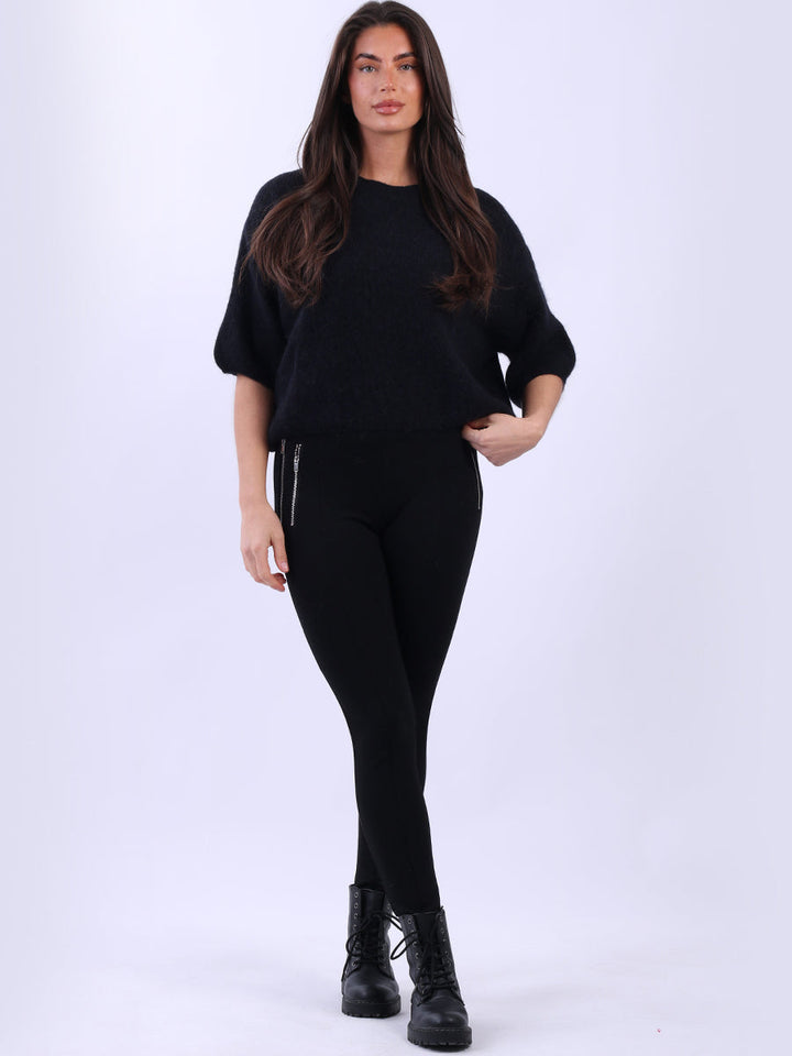 Knit Woolen Crop Jumper Black