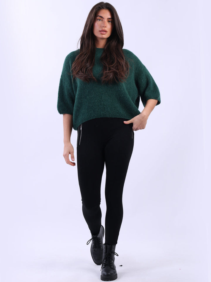Knit Woolen Crop Jumper Bottle Green